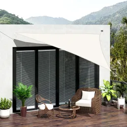 Toldo Vela Triangular 6x6x6 m Vela de Sombra para Jardín Patio Terraza Poliéster Anti UV Color Crema - Ogal.Es