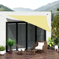 Toldo Vela Triangular 6x6x6 m Vela de Sombra para Jardín Patio Terraza Poliéster Anti UV Color Arena - Ogal.Es