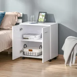 Aparador con Ruedas, Aparador de Salón con 2 Puertas y Estantes, para Sala de Estar, Dormitorio, Oficina, 60x35x... - Ogal.Es