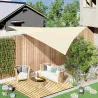 Toldo Vela Triangular 5x5x5 m Vela de Sombra para Jardín Patio Terraza HDPE Anti UV y Transpirable Color Crema - Ogal.Es