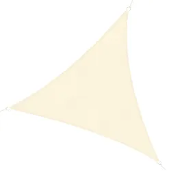Toldo Vela Triangular 5x5x5 m Vela de Sombra para Jardín Patio Terraza HDPE Anti UV y Transpirable Color Crema - Ogal.Es