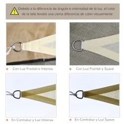 Toldo Vela Triangular 5x5x5 m Vela de Sombra para Jardín Patio Terraza HDPE Anti UV y Transpirable Color Crema - Ogal.Es