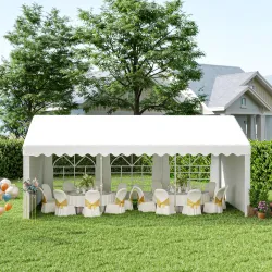 Carpa para Fiesta Cochera Gazebo 6x4m Pergola Cenador Pabellón 4 Paneles Laterales Ventanas Anti-UV para Eventos... - Ogal.Es