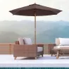 Sombrilla de Terraza Ø250x230 cm con 6 Varillas Sistema de Cuerda para Exterior Balcón Patio Café - Ogal.Es