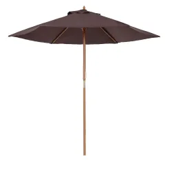 Sombrilla de Terraza Ø250x230 cm con 6 Varillas Sistema de Cuerda para Exterior Balcón Patio Café - Ogal.Es