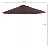 Sombrilla de Terraza Ø250x230 cm con 6 Varillas Sistema de Cuerda para Exterior Balcón Patio Café - Ogal.Es