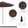 Sombrilla de Terraza Ø250x230 cm con 6 Varillas Sistema de Cuerda para Exterior Balcón Patio Café - Ogal.Es
