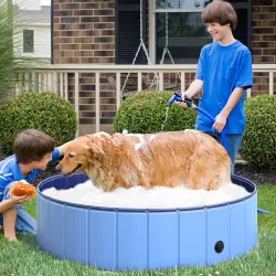 Piscina Plegable para Perros Gatos Ø120x30 cm Bañera Portátil para Mascotas PVC Antideslizante Múltiples Usos pa... - Ogal.Es
