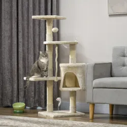 Rascador para Gatos Altura 116 cm Árbol para Gatos Torre de Escalada con Postes Rascadores de Sisal Cueva Plataf... - Ogal.Es