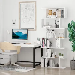 Estanteria Libreria 6 Estantes Madera Forma S 80x24x191 cm Estantes Color Blanco - Ogal.Es