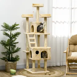 Rascador Árbol para Gatos Grande 60x50x181 cm con Poste de Arañar Múltiples Plataformas Escaleras Cuevas Juguete... - Ogal.Es
