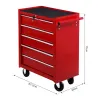 Carro caja de herramientas taller movil con 5 cajones 4 ruedas chapa de Acero Rojo - Ogal.Es