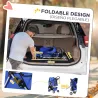 Carrito para Perros Pequeños con Cesta de Almacenaje Ventanas de Malla y 2 Ruedas Universales 75x45x97 cm Azul - Ogal.Es