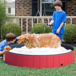 Piscina Plegable para Perros Gatos Ø160x30 cm Bañera Portátil para Mascotas PVC Antideslizante Múltiples Usos pa... - Ogal.Es