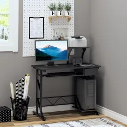 Mesa de Escritorio Mesa de Estudio con Bandeja de Teclado y Cajón Mesa de Ordenador para Despacho 90x50x100 cm N... - Ogal.Es