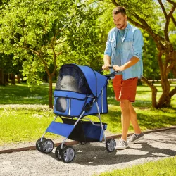 Carrito para Perros Pequeños con Toldo Ajustable Cesta de Almacenaje Portavasos y 2 Ruedas Universales 75x45x97 ... - Ogal.Es
