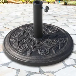 Base para Sombrilla de Jardín de 9 kg Soporte de Parasol Redondo de Resina para Postes de 38mm/48mm Ø45,5x31 cm ... - Ogal.Es