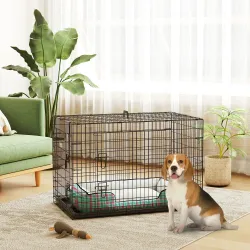 Jaula para Perros Plegable Transportín para Perros con 2 Puertas Bandeja Extraíble Asa de Transporte 90x57,5x62 ... - Ogal.Es