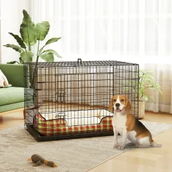 Jaula para Perros Plegable Jaula para Perros Medianos con 2 Puertas Bandeja Extraíble Asa y Marco de Alambre Ace... - Ogal.Es