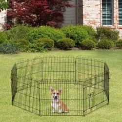 Parque de Juegos para Perros 8 Paneles 71x61 cm Plegables Jaula Metálica para Mascotas con Puerta para Jardín Pa... - Ogal.Es