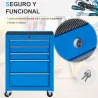 Carro de Herramientas para Taller con Ruedas 5 Cajones Armario con Cierre y Asa Lateral 61,5x33x82,5 cm Azul - Ogal.Es