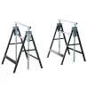 Set de 2 Caballetes Metálicos Plegables con Altura Ajustable Caballetes de Sierra de Acero 68x58x80-130 cm Negro - Ogal.Es