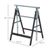 Set de 2 Caballetes Metálicos Plegables con Altura Ajustable Caballetes de Sierra de Acero 68x58x80-130 cm Negro - Ogal.Es