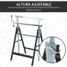Set de 2 Caballetes Metálicos Plegables con Altura Ajustable Caballetes de Sierra de Acero 68x58x80-130 cm Negro - Ogal.Es