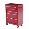 Carro de Herramientas para Taller con Ruedas 5 Cajones Armario con Cierre y Asa Lateral 61,5x33x82,5 cm Rojo - Ogal.Es