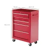 Carro de Herramientas para Taller con Ruedas 5 Cajones Armario con Cierre y Asa Lateral 61,5x33x82,5 cm Rojo - Ogal.Es