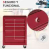 Carro de Herramientas para Taller con Ruedas 5 Cajones Armario con Cierre y Asa Lateral 61,5x33x82,5 cm Rojo - Ogal.Es