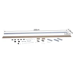 Kit de Herrajes para Puerta Corredera 200 cm con Riel de Aleación de Aluminio Carga 75 kg Marrón - Ogal.Es