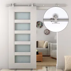 Kit de Herrajes de Acero Inoxidable para Instalación de Puerta Corredera de Madera Ø2,5x200 cm Plata - Ogal.Es