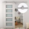 Kit de Herrajes de Acero Inoxidable para Instalación de Puerta Corredera de Madera Ø2,5x200 cm Plata - Ogal.Es