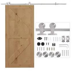 Kit de Herrajes de Acero Inoxidable para Instalación de Puerta Corredera de Madera Ø2,5x200 cm Plata - Ogal.Es