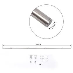 Kit de Herrajes de Acero Inoxidable para Instalación de Puerta Corredera de Madera Ø2,5x200 cm Plata - Ogal.Es