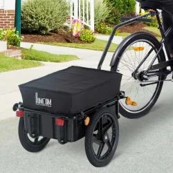 Remolque de Bicicleta 40 kg de Tela Oxford con Reflectores y Estructura de Acero 144x59x80 cm Negro - Ogal.Es