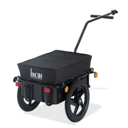 Remolque de Bicicleta 40 kg de Tela Oxford con Reflectores y Estructura de Acero 144x59x80 cm Negro - Ogal.Es