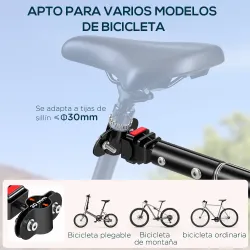 Remolque de Bicicleta 40 kg de Tela Oxford con Reflectores y Estructura de Acero 144x59x80 cm Negro - Ogal.Es