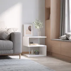 Mesita Auxiliar Mesa Auxiliar Pequeña Mesa para Sofá de Forma S con Compartimento Abierto Moderno 50x50x50 cm Bl... - Ogal.Es