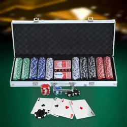 Maletín de Poker Profesional de Aluminio con 500 Fichas Juego Set de Poker Casino con 5 Dados 2 Barajas de Carta... - Ogal.Es