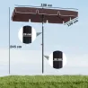Sombrilla de Terraza de Aluminio 2x1,3x2,5 m Parasol de Jardín Rectangular con Función de Inclinación Café - Ogal.Es