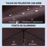 Sombrilla de Terraza de Aluminio 2x1,3x2,5 m Parasol de Jardín Rectangular con Función de Inclinación Café - Ogal.Es