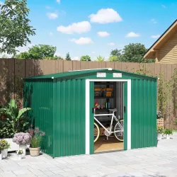 Caseta de Metálico 258x206x178 cm 5,3m² con Puertas Correderas y Ventilaciones para Almacenamiento de Herramient... - Ogal.Es
