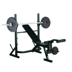 Banco de Pesas Banco de Musculación Multifuncional con Soporte Barra de Pesas Altura Ajustable de 3 Niveles Carg... - Ogal.Es