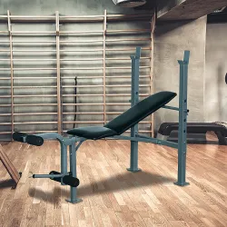 Banco de Musculación Banco de Pesas Maquina de Fitness Entrenar Musculos 165x68x114cm con Respaldo Regulable Espuma - Ogal.Es