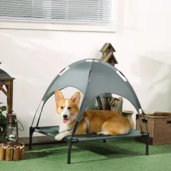 Cama Elevada para Mascotas Portátil con Toldo Extraíble Tela Transpirable al Aire Libre para Interior y Exterior... - Ogal.Es