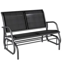 Banco Balancín tipo Silla Oscilante de Jardín o Patio con 2 Plazas 120x70x85 cm Carga 200kg Metal y Tela Texteline - Ogal.Es