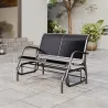 Banco Balancín tipo Silla Oscilante de Jardín o Patio con 2 Plazas 120x70x85 cm Carga 200kg Metal y Tela Texteline - Ogal.Es