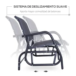 Banco Balancín tipo Silla Oscilante de Jardín o Patio con 2 Plazas 120x70x85 cm Carga 200kg Metal y Tela Texteline - Ogal.Es